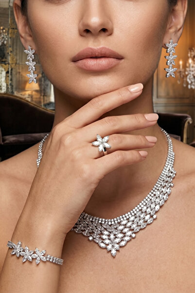 Otto Man Steel Jewelry Viera Model Rodyum Kaplama Zirkon Taşlı Su Yolu Düğün ...