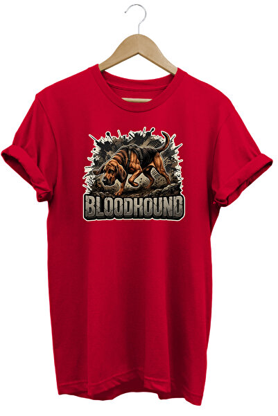WİDİ Unisex Blood Hound Printed T-Shirt - Hunter Dogs Series Crew Neck Cotton...
