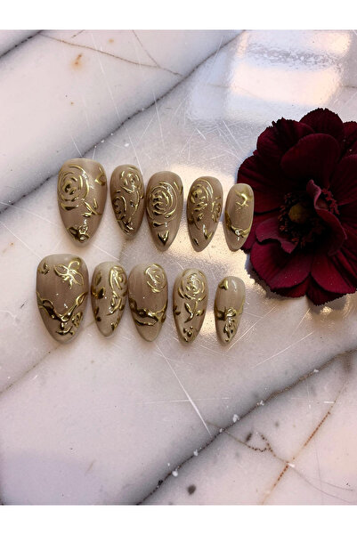 Store Takma Tırnak - Gold Rose 10’lu