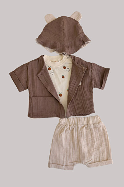 NOBLEKIDS Baby boy 4-piece muslin set brown