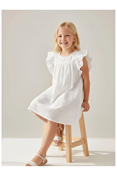 kidstalya Girl's Scallop Dress - White