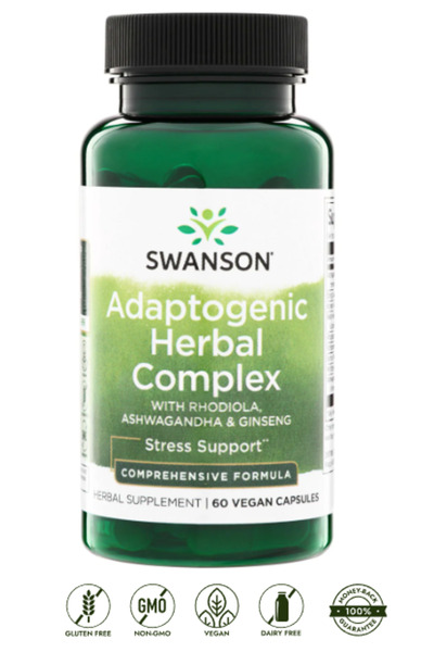 SWANSON Adaptogenic Herbal Complex With Rhodiola And Ginseng 60 2001 IU 50mcg Bone and Immune Health 60 Kapsül