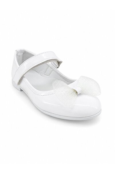 Rexba Girl's White Ballerina Shoes with Glittery Bow Detail and Velcro Fasten...