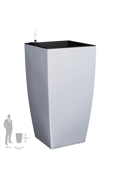 Roberto Rossi Ghiveci inteligent H66x36x36 cm cu set complet udare Cubico gri...