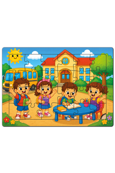 minİQ toys A Day at School Wooden Puzzle (24 Pieces)