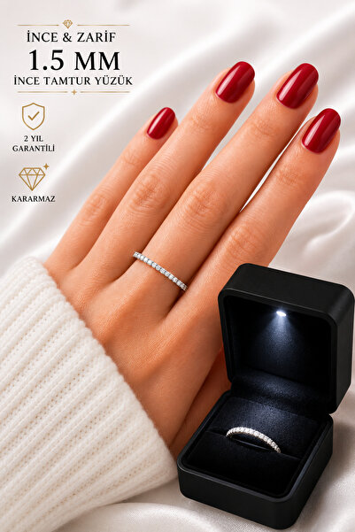 Crystal Diamond Zirconia 0.10 karat 1.5 mm ince tamtur yüzük