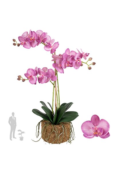 Roberto Rossi Orhidee artificiala roz pal cu aspect H64 cm cu 3 tulpini