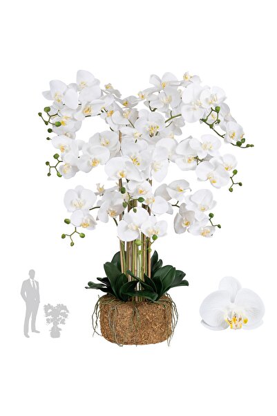 Roberto Rossi Orhidee artificiala alba cu aspect H90 cm cu 12 tulpini