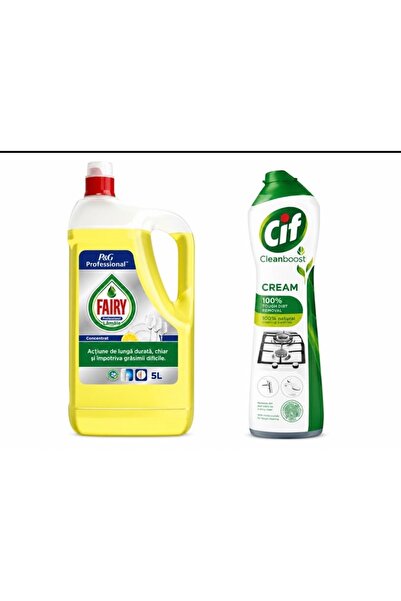 Fairy Επαγγελματικό Απορρυπαντικό Λεμονιού 5L + Κρέμα Καθαρισμού 500ml