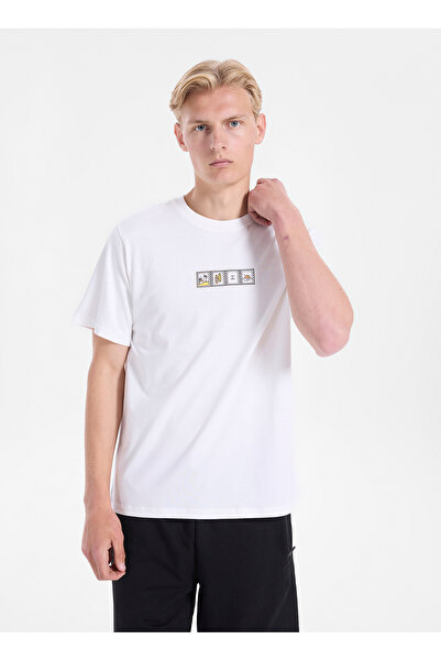 Jack & Jones Bej Erkek Regular Fit Pano Desen T-Shirt 12306234 JORSCENE TEE S...