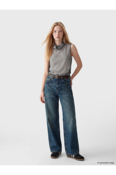 LC Waikiki Trendlucky Wideleg Women's Jean Pants with Belt and Difference in ...