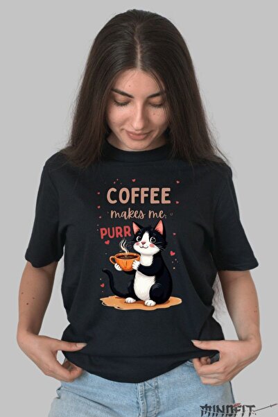 GILDAN Coffee Makes Me Purr Cat T-Shirt