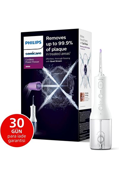 Philips Sonicare Power Flosser 3000 Kablosuz Ağız Duşu, Hızlı ve Etkili Diş Arası Temizliği, Quad Stream Teknolojisi, Yedek Başlıklı, Beyaz, HX3826/31