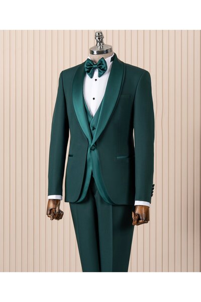 TerziAdemAltun İtalyan stil slim fit şal yaka ceket yelek pantolon damatlık s...