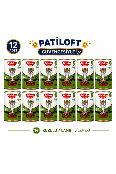 PetEko Kedi konserve yaş maması kuzulu jöleli , parça etli 400 gr * 12 adet