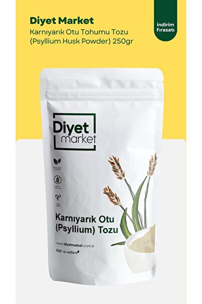 DİYET MARKET 250 Gr Glutensiz Karnıyarık Otu Tohumu Tozu / Unu - Psyllium Hus...