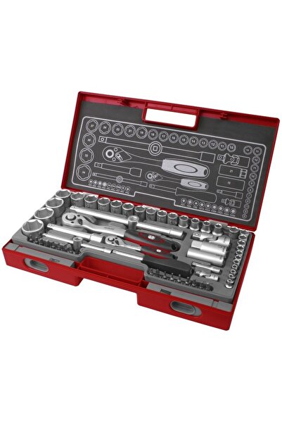 Extol Set of 60 socket wrenches, Extol, with ratchet, 1/4", 1/2", CrV steel