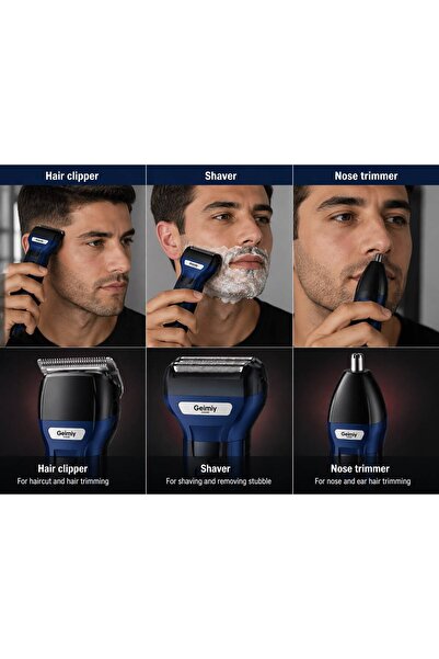GENERAL 3-in-1 Shaving and Trimming Machine Geimy Max Gm-566 USB Rechargeable