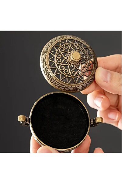 Gorvique Vintage Round Incense & Bakhoor Burner – Traditional Star Pattern Design, Brass, 7.7 x 4.3 cm | Decorative Metal Holder for Home & Aromatherapy
