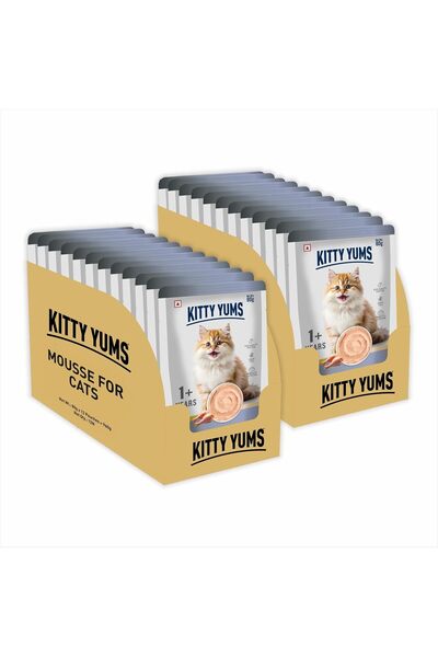 Kitty Yums موس الدجاج للقطط (80 جرام × 24) |   غني بالبروتين، يعزز الترطيب وس...
