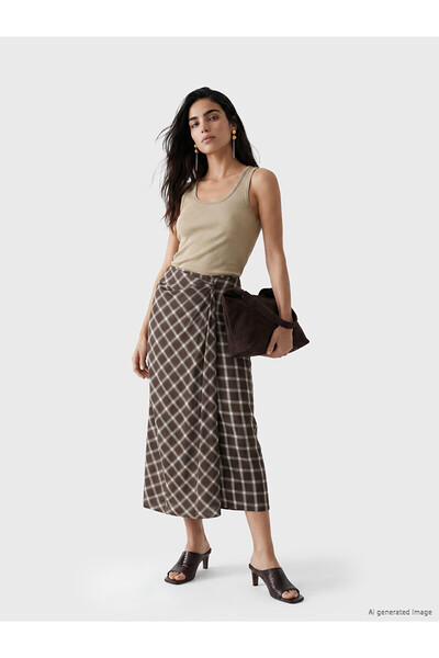 LC Waikiki Özmarka New Season Gathered Plaid Skirt