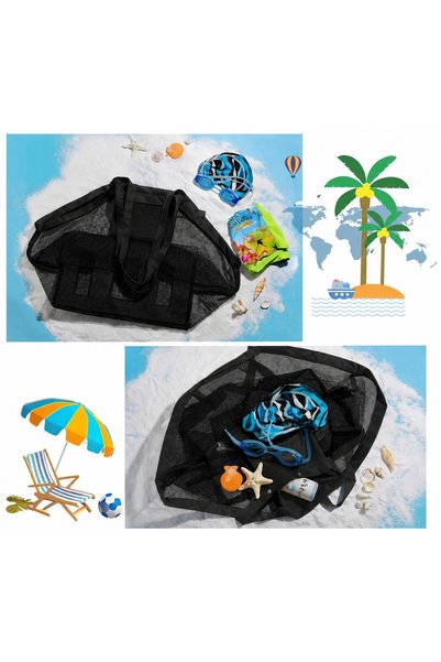 GlassySKY Sand-Proof Large Size Lightweight Folding Beach Bag Toy Bag, Vacation Sea Beach Summer