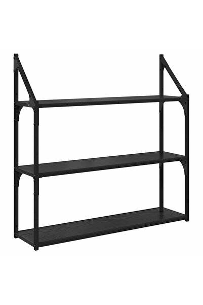 vidaxl Raft de perete Stejar Negru 80 x 21 x 78,5 cm Lemn compozit