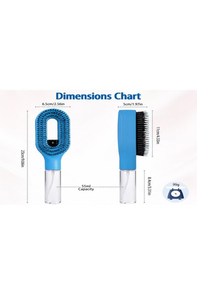 Generic 2-in-1 Detangler Hair Brush, With Built-In Mister Spray, Wet & Dry Detangling Brush for Curly, Wavy & Straight Hair, No-Tangle Anti-Frizz Hair Care Brush (Blue)