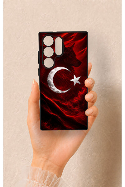 Vip Case Samsung S23 Ultra Uyumlu Kurt Türk Bayrağı Desenli Silikon Kılıf