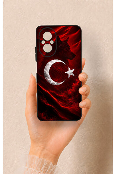 Vip Case Realme 12 Lite Uyumlu Kurt Türk Bayrağı Desenli Silikon Kılıf