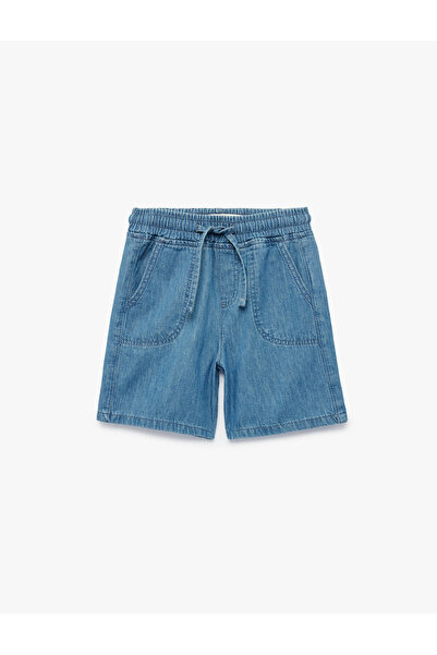 Koton Cep Detaylı Beli Bağlamalı Denim Şort
