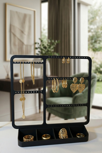 Deep Sweet Modern Compartmentalized Jewelry Organizer Stand Earring Ring Neck...