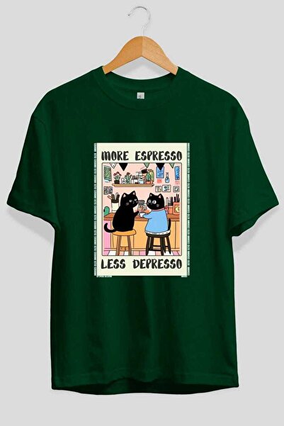 Ankhises T-shirt  "101 για την αγάπη της γάτας " με στάμπα γάτας, πράσινο, ov...