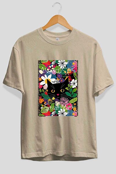 Ankhises Μπλουζάκι  "For the Love of Cats " με 124 σχέδια γάτας, μπεζ χρώμα, ...