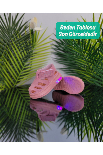 elma bebe Işıklı Cırt Cırtlı Kız Erkek Bebe Yazlık Spor Sandalet Ayakkabı