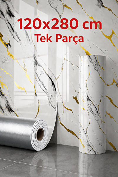 UKAB DEKOR 120x280 Cm Tek Parça Rulo Dekoratif Lüks Gold Desen Kendinden Yapı...