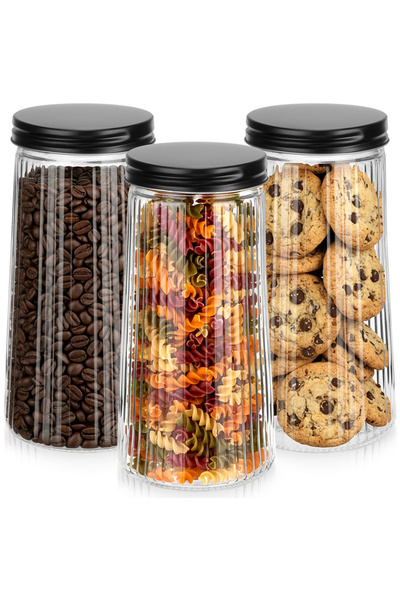 Vilde Set de 3 borcane de sticlă pentru depozitare, 1,4 L, cu capace