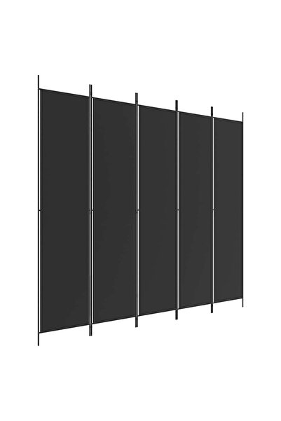 vidaxl Paravan de cameră cu 5 panouri, negru, 250x220 cm, textil