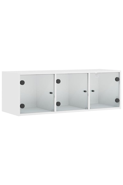 vidaxl Dulap de perete cu uși din sticlă, alb, 102x37x35 cm