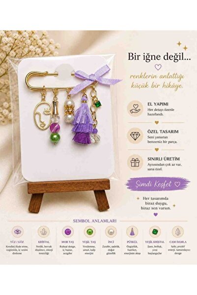 Glow Aksesuaar Renkli Boncuklu Iskoç Yaka Iğnesi – Püsküllü, Kurdeleli ve Fig...