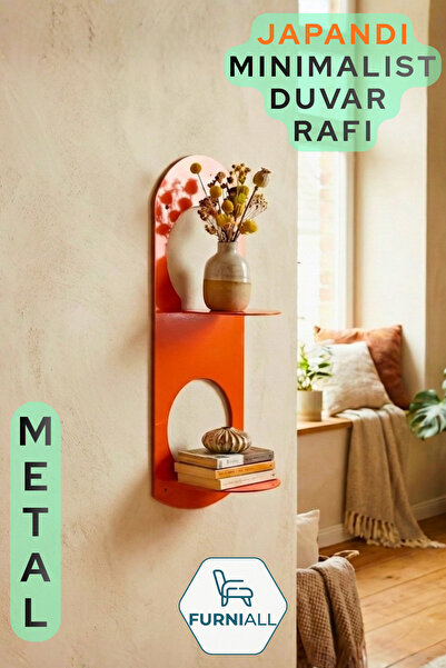 Furniall Çift Raflı Dikey Metal Duvar Rafı | Minimalist Dekoratif Saksılık | ...