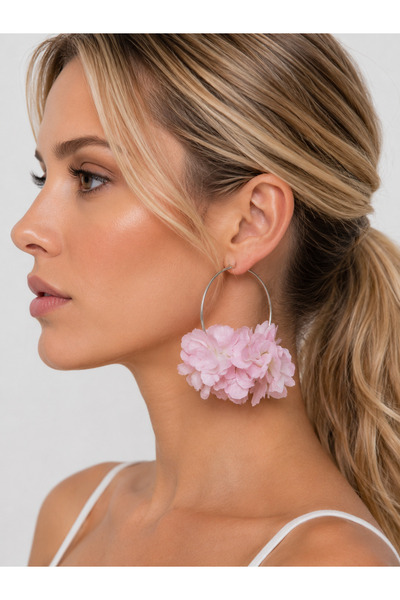 Bukiro Flower Earrings 3D Artificial Flower Earrings Design Hoop Earrings Orc...