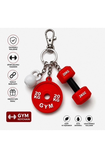 Dinç Spor Spor Salonu Temalı Gym Anahtarlık – Dambıl, Kettlebell ve Ağırlık P...