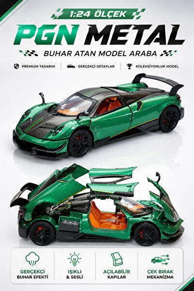 YILDIRIM OYUNCAK PGN Buhar Atan Metal Model Pagani Huayra Spor Araba 17cm - 1...