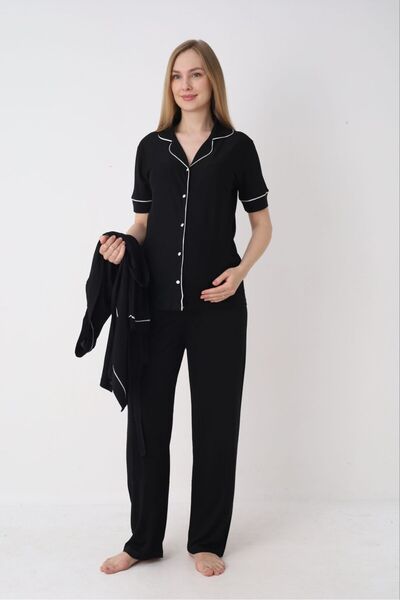 AYLAMLİNGERİE Aylam Lingerie Gömlek Yaka Önden Düğmeli Ara Biye Fitilli 3'lü ...