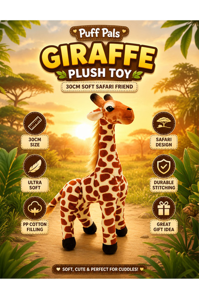 Puff pals Giraffe Plush Toy 30CM Soft Stuffed Animal Safari Giraffe Plush Dol...