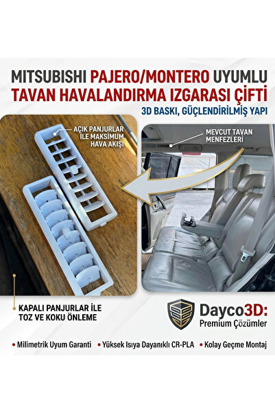 Dayco3D Mitsubishi Tavan Klima Havalandırma Izgarası Panjuru Takımı - Isıya D...