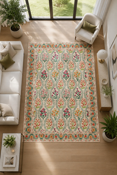Pelura Halı Modern Floral Desen Baskılı Kaymaz Yıkanabilir Salon Oturma Odası...