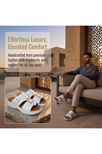 Khayrat Slipper شباشب رجالية عربية بتصميم إيطالي فريد، جلد قابل للتنفس، نعل م...