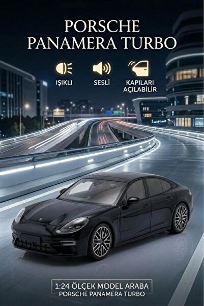 Tıfıl Toys Işıklı Sesli Pilli 1:24 Metal Porsche Panamera Turbo Kapısı Kaputu...